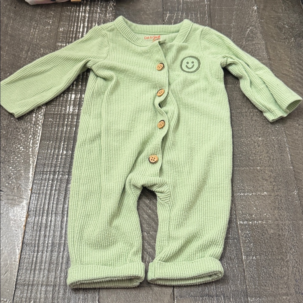 Cat and Jack green one piece sweater outfit 0-3 month
